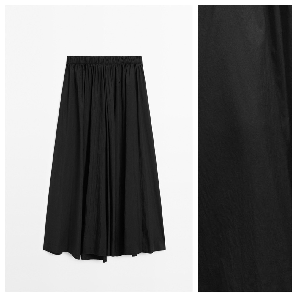 NWT. Massimo Dutti Black Technical Flared Midi Sk… - image 5